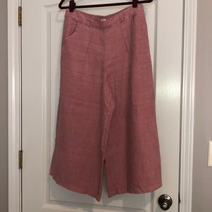 Cropped Wide Leg Linen Pants